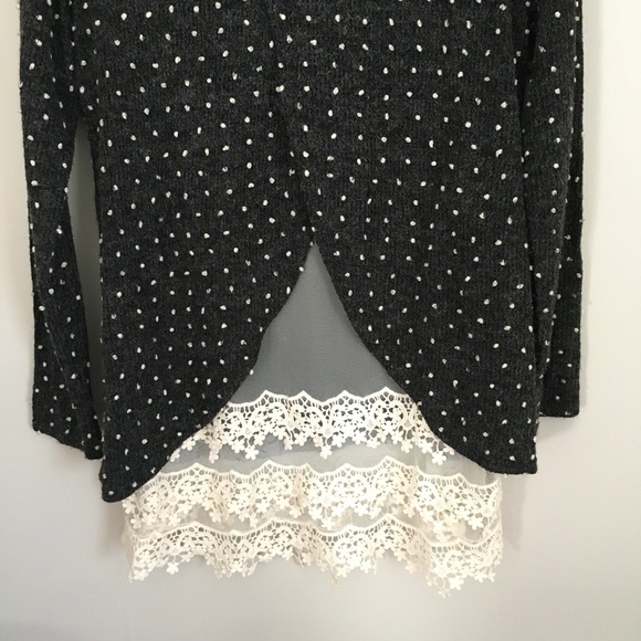 Anthropologie A’reve polka dot lace trim sweater - Picture 6 of 8
